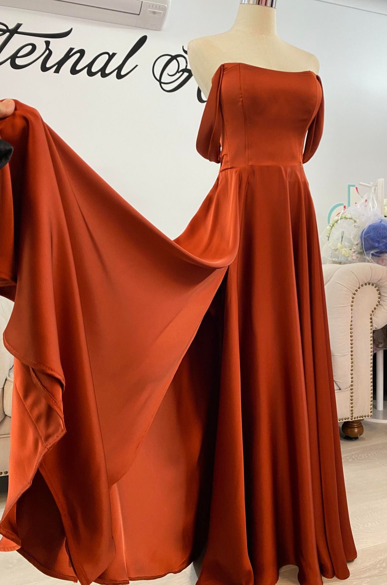 Sharon rusty orange formal dress ( open back or can close back , with –  Eternal Allure Pty Ltd