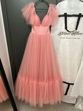 Load image into Gallery viewer, Cathy pink formal dress with pockets ( removable short sleeves, long sleeves included)