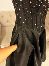 Load image into Gallery viewer, Hailey Black and white wedding dress with ombre diamante (Pockets and detachable off shoulder sleeves)