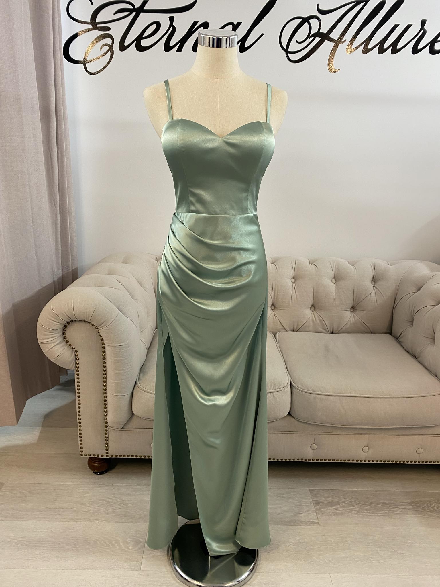 Bridie sage green formal dress - Main Image