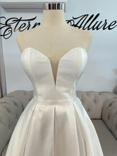 Load image into Gallery viewer, Julie wedding dress ,debutante dress with slit and pockets ( straps removable ) .