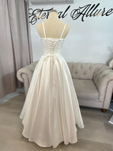 Load image into Gallery viewer, Julie wedding dress ,debutante dress with slit and pockets ( straps removable ) .