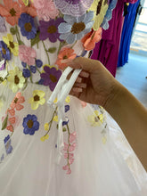 Load image into Gallery viewer, Trinitee floral waterfall wedding dress with separate puffy long sleeve ( have pockets, removable adjustable straps)