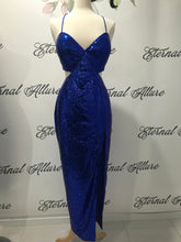 Load image into Gallery viewer, Bella sequin dress with slit (black,red,blue,pink)