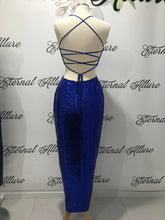 Load image into Gallery viewer, Bella sequin dress with slit (black,red,blue,pink)