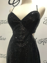 Load image into Gallery viewer, Bella sequin dress with slit (black,red,blue,pink)