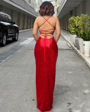 Load image into Gallery viewer, Bella sequin dress with slit (black,red,blue,pink)
