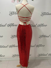 Load image into Gallery viewer, Bella sequin dress with slit (black,red,blue,pink)