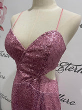 Load image into Gallery viewer, Bella sequin dress with slit (black,red,blue,pink)