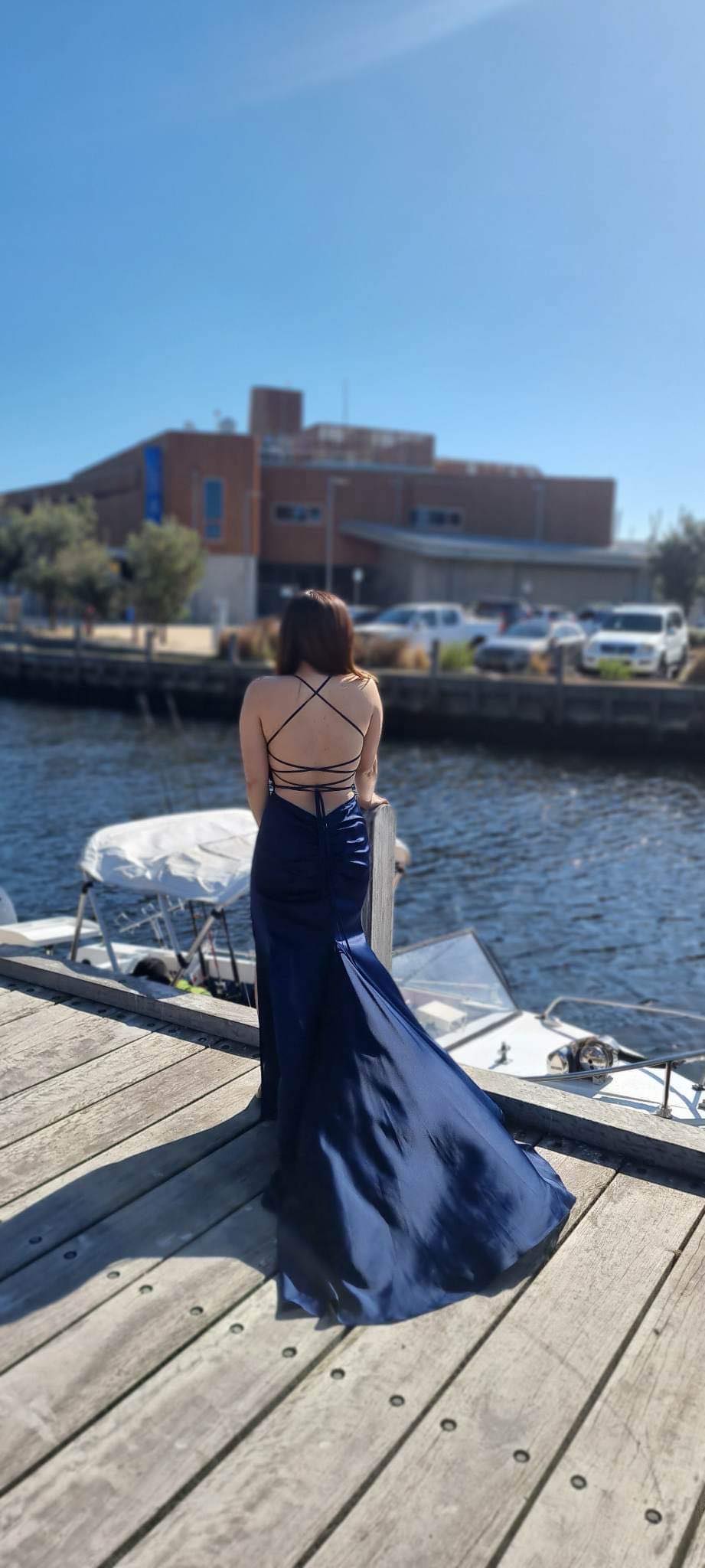lisa long satin dress Lisa long dark blue formal dress – Eternal Allure Pty Ltd