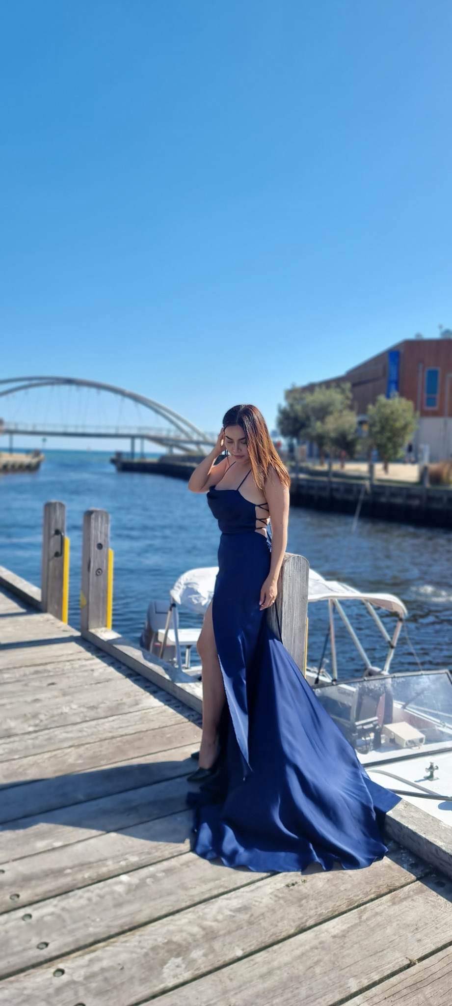 Lisa long dark blue formal dress  Eternal Allure Pty Ltd