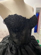 Load image into Gallery viewer, Jenna black wedding dress, corset back ( come with separate adjustable strap)
