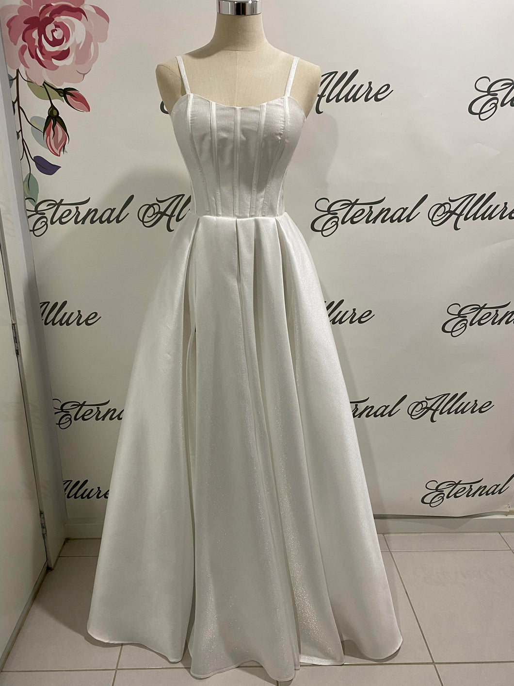 Gemma wedding , debutante dress ( with pockets , slit , removable adjustable shoulder straps ))