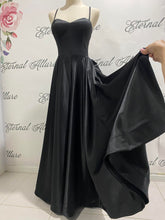 Load image into Gallery viewer, Nancy black formal dress ,black wedding dress (with pockets and slit)
