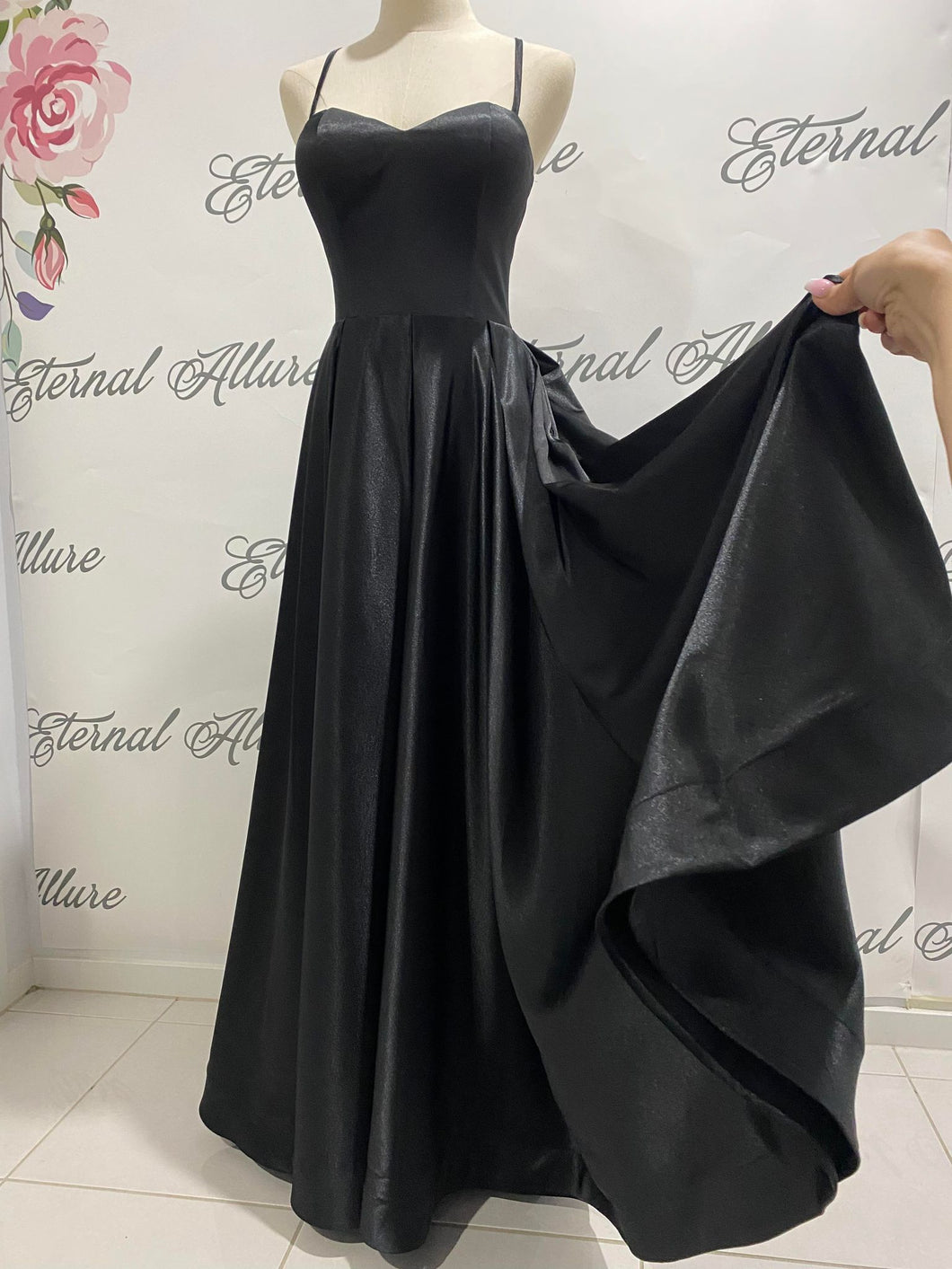 Nancy black formal dress ,black wedding dress (with pockets and slit)