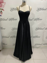 Load image into Gallery viewer, Nancy black formal dress ,black wedding dress (with pockets and slit)
