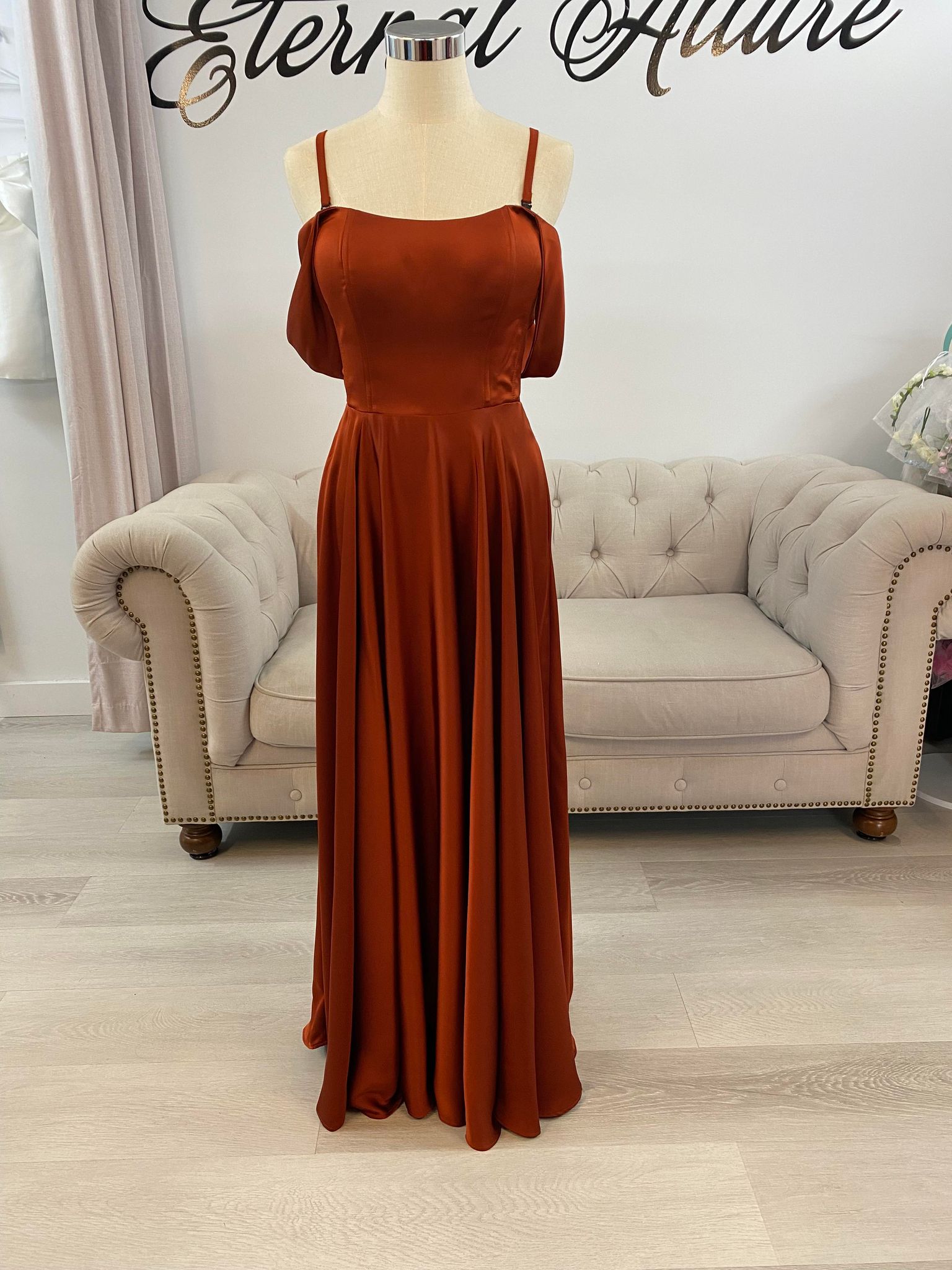 Sharon rusty orange formal dress ( open back or can close back , with –  Eternal Allure Pty Ltd