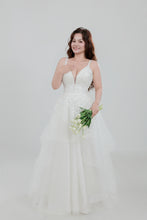 Load image into Gallery viewer, Iris waterfall wedding dress, deb dress with pockets .
