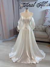 Load image into Gallery viewer, Jennifer dress with detachable big offshoulder sleeves and strap.
