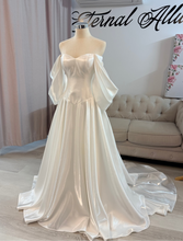 Load image into Gallery viewer, Jennifer dress with detachable big offshoulder sleeves and strap.
