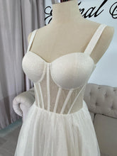 Load image into Gallery viewer, Mia glitter tulle wedding dress,deb dress with slit and pockets .
