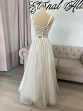 Load image into Gallery viewer, Mia glitter tulle wedding dress,deb dress with slit and pockets .
