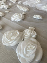 Load image into Gallery viewer, Ashley Veil , hand make flowers and hand sewn flowers onto the veil . (the dress not include)
