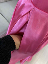 Load image into Gallery viewer, Emma hot pink formal dress with slit and pockets.

