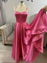 Load image into Gallery viewer, Emma hot pink formal dress with slit and pockets.
