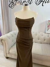 Load image into Gallery viewer, Lucia dark brown formal dress.
