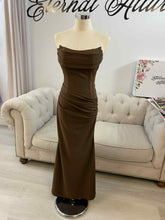Load image into Gallery viewer, Lucia dark brown formal dress.
