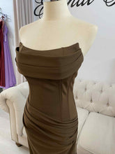 Load image into Gallery viewer, Lucia dark brown formal dress.
