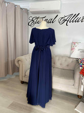 Load image into Gallery viewer, Kellie navy blue formal dress with 3D flowers lace .
