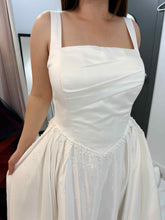 Load image into Gallery viewer, Amy wedding dress long train , with hand beaded pearls .

