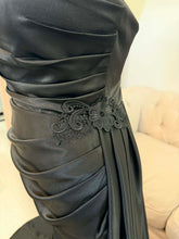 Load image into Gallery viewer, Black wedding dress with slit .
