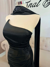 Load image into Gallery viewer, Black wedding dress with slit .
