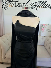 Load image into Gallery viewer, Black wedding dress with slit .
