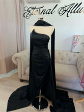 Load image into Gallery viewer, Black wedding dress with slit .
