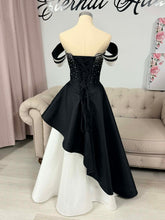 Load image into Gallery viewer, Hailey Black and white wedding dress with ombre diamante (Pockets and detachable off shoulder sleeves)
