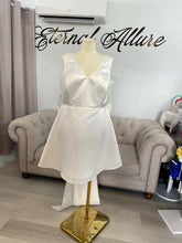 Load image into Gallery viewer, Tina mini bridal shower dress, hens dress with a big bow .
