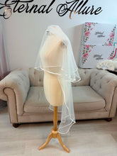 Load image into Gallery viewer, Midi length veil, 2 layers veil satin edged ,135cm
