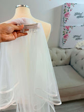 Load image into Gallery viewer, Midi length veil, 2 layers veil satin edged ,135cm

