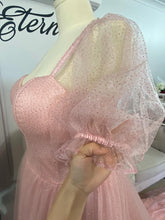 Load image into Gallery viewer, Alix pink glitter tulle wedding dress with pockets.
