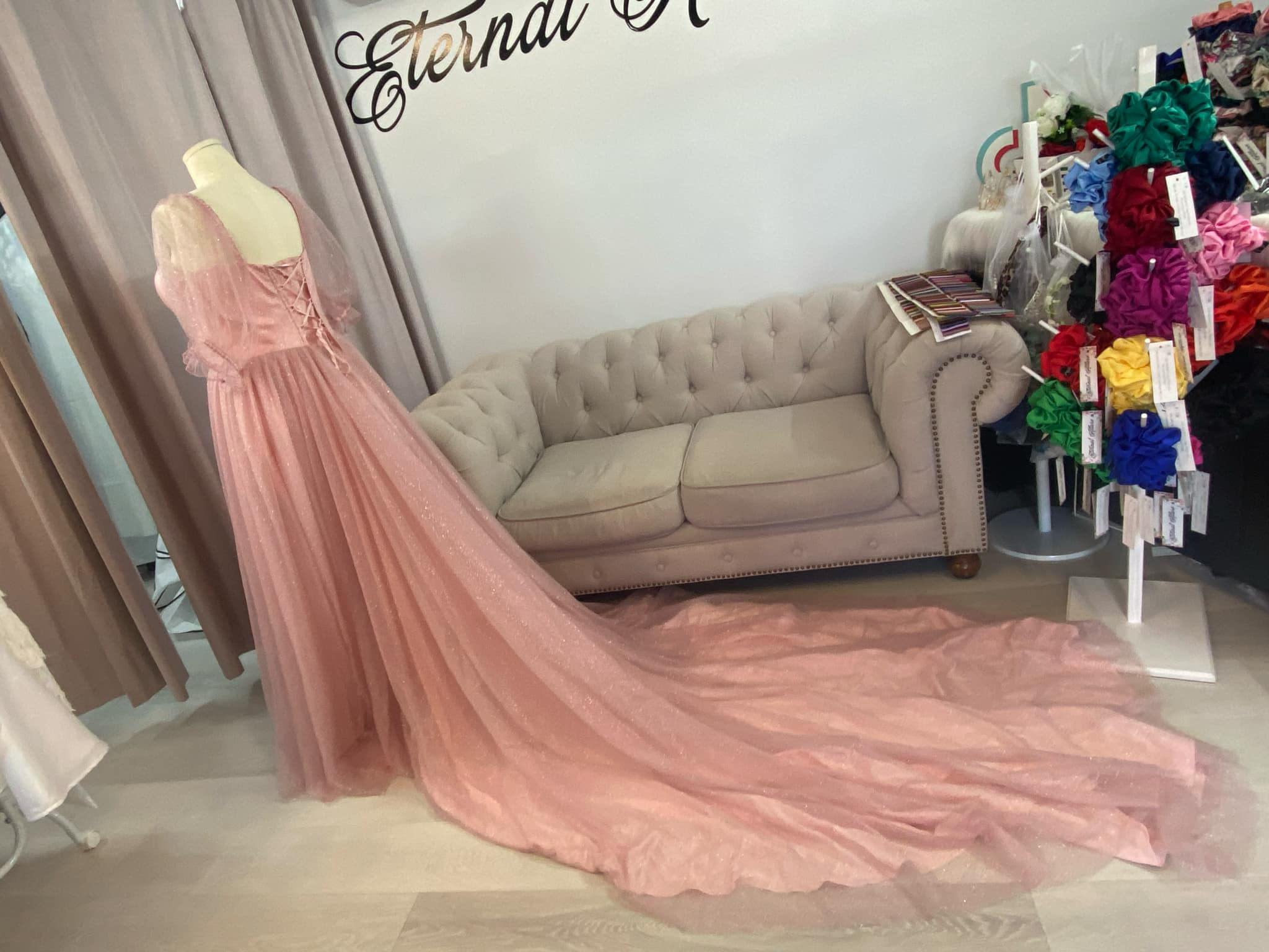 Alix pink glitter tulle wedding dress with pockets. – Eternal Allure Pty Ltd