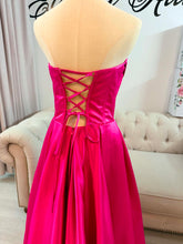 Load image into Gallery viewer, Hayley Hot pink formal dress with slit and pockets , straps removable.
