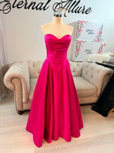 Load image into Gallery viewer, Hayley Hot pink formal dress with slit and pockets , straps removable.
