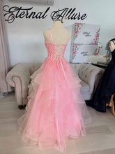 Load image into Gallery viewer, Glinda pink glitter tulle and 3D lace with pockets .
