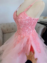Load image into Gallery viewer, Glinda pink glitter tulle and 3D lace with pockets .

