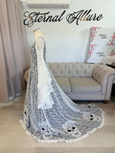 Load image into Gallery viewer, Hestia skull wedding dress with long sleeves and pockets.
