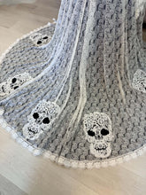 Load image into Gallery viewer, Hestia skull wedding dress with long sleeves and pockets.
